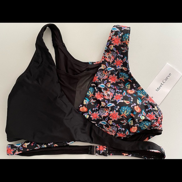 NWT Flattering and comfortable Meet Curve High Waist Mesh Bikini black floral - Picture 11 of 11